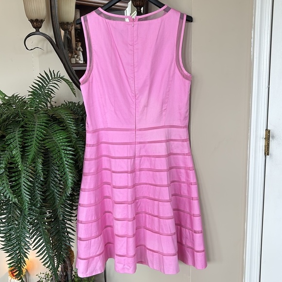 Ann Taylor Pink Tiered Fit & Flare Lined Sleeveless Tulle Mesh Cotton Office - Picture 13 of 16